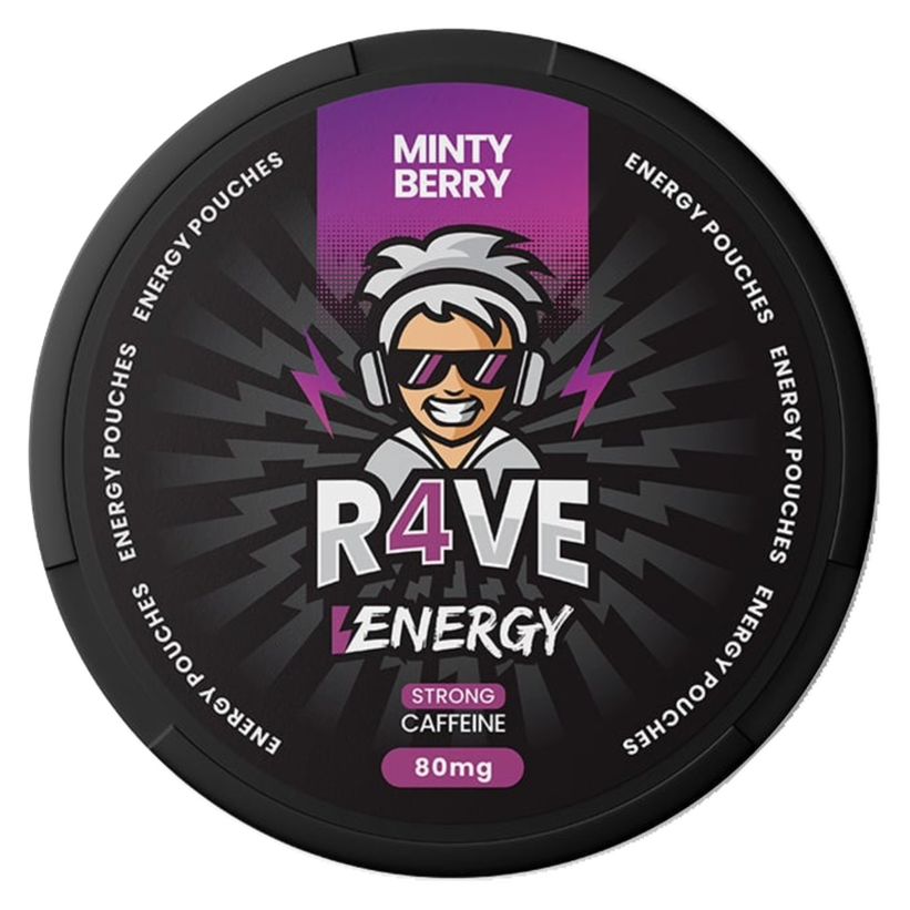 R4VE Minty Berries 80mg Caffeine Pouches